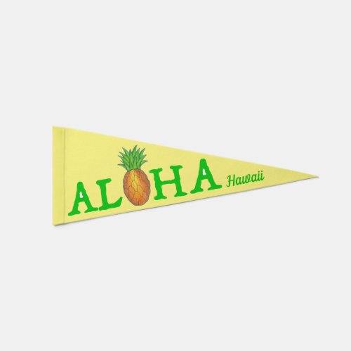 ALOHA Hello Tropical Hawaii Hawaiian Pineapple Pennant Flag