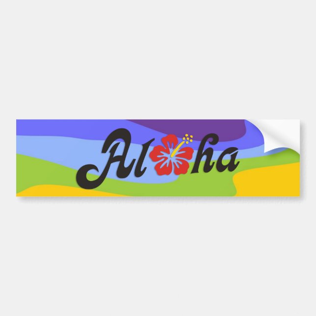 Aloha Hibiscus - flat Hawaii design + your ideas Bumper Sticker (Front)