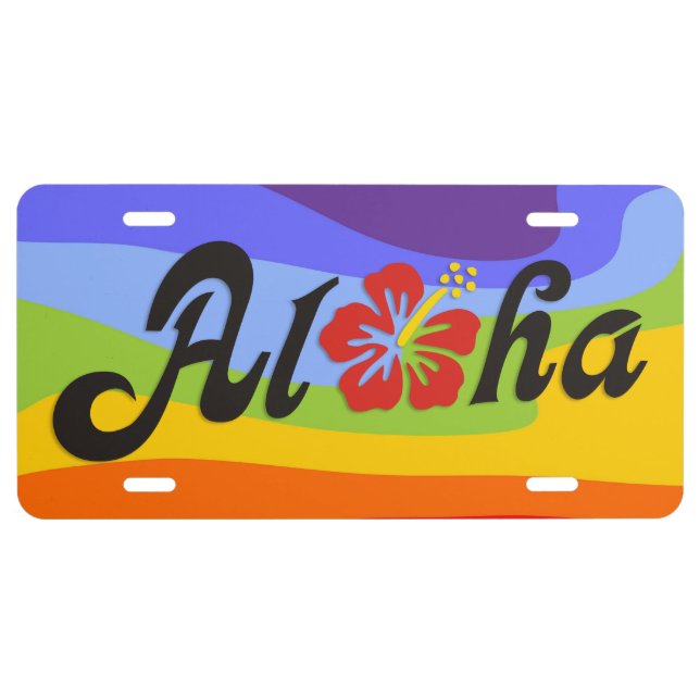 Aloha Hibiscus - flat Hawaii design + your ideas License Plate (Front)