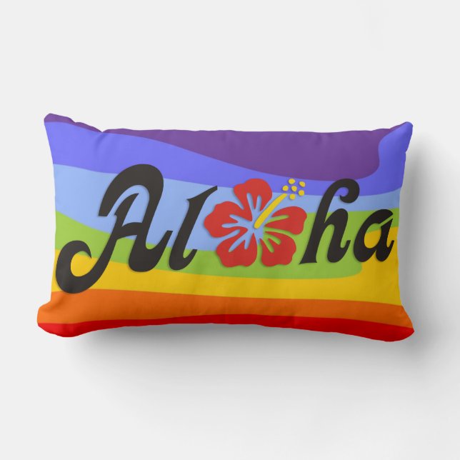 Aloha Hibiscus - flat Hawaii design + your ideas Lumbar Pillow (Front)