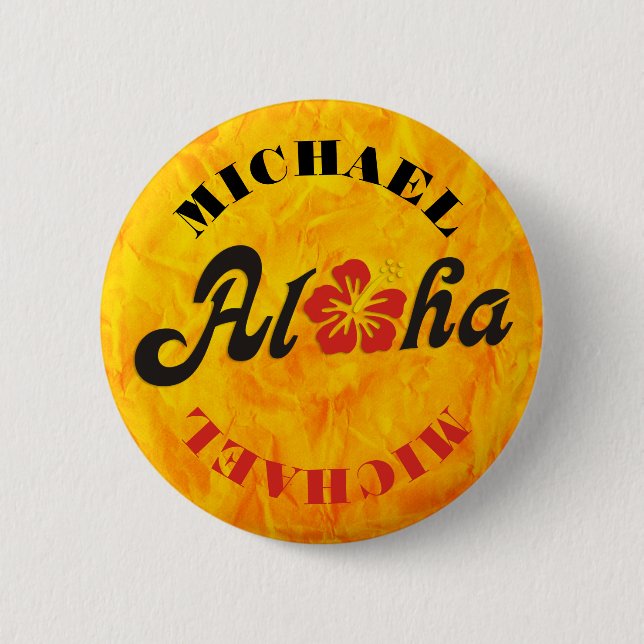 Aloha Hibiscus - flat Hawaii design + your ideas Pinback Button (Front)