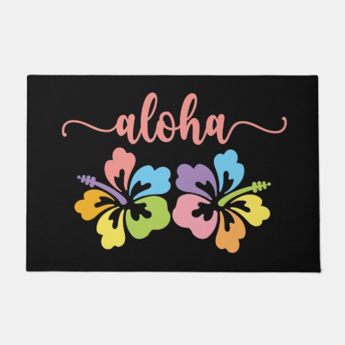 Aloha Hibiscus Flower Doormat