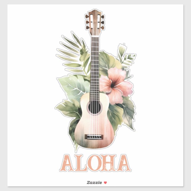 Aloha Hibiscus Flower Guitar Sticker (Sheet)