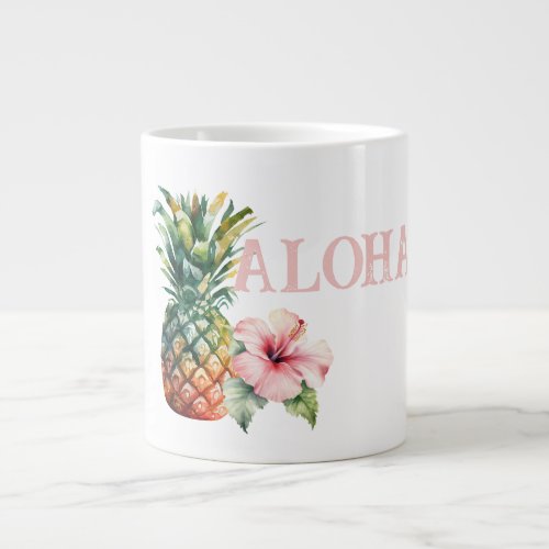 Aloha Hibiscus Flower Pineapple Giant Coffee Mug