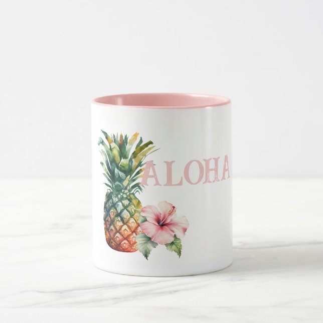 Aloha Hibiscus Flower Pineapple Mug (Center)