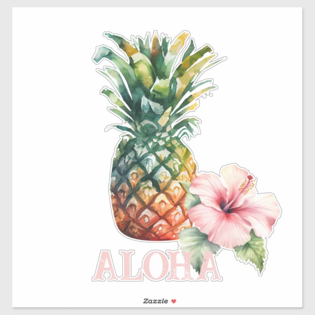 Aloha Hibiscus Flower Pineapple Sticker (Sheet)