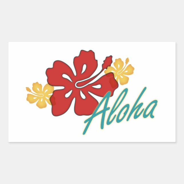 Aloha Hibiscus Rectangular Sticker (Front)