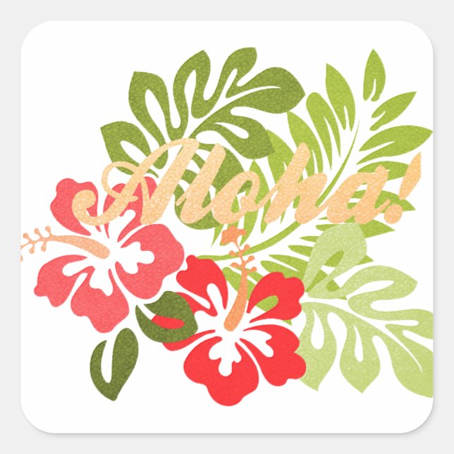 Aloha Hibiscus Square Sticker (Front)