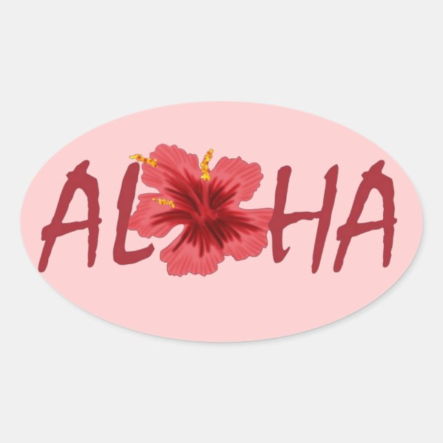 Aloha hibiscus sticker. oval sticker (Front)