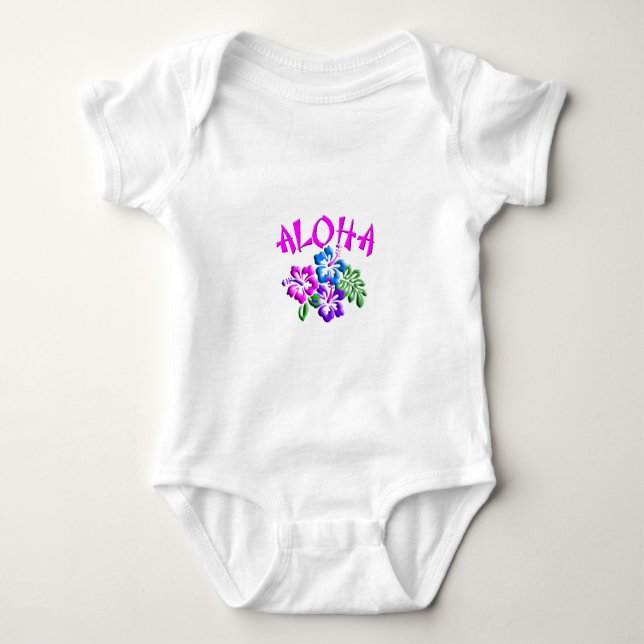 Aloha Hibiscus T-Shirt Logo Baby Bodysuit (Front)