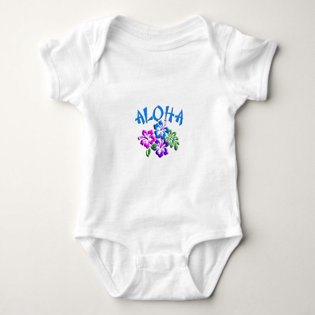 Aloha Hibiscus T-Shirt Logo Baby Bodysuit (Front)