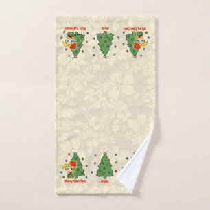 Aloha Honeys Christmas Blond Hula Girl Border Hand Towel