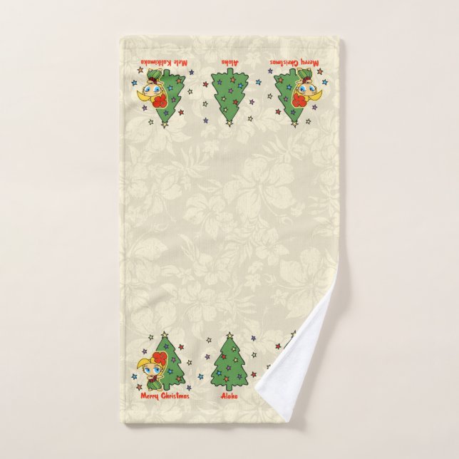 Aloha Honeys Christmas Blond Hula Girl Border Hand Towel (Hand Towel)