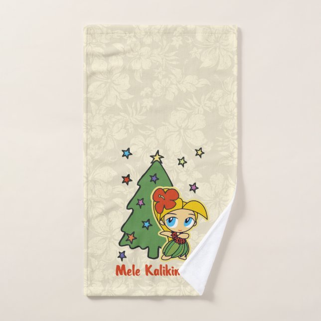 Aloha Honeys Christmas Blond Hula Girl Hibiscus Hand Towel (Hand Towel)