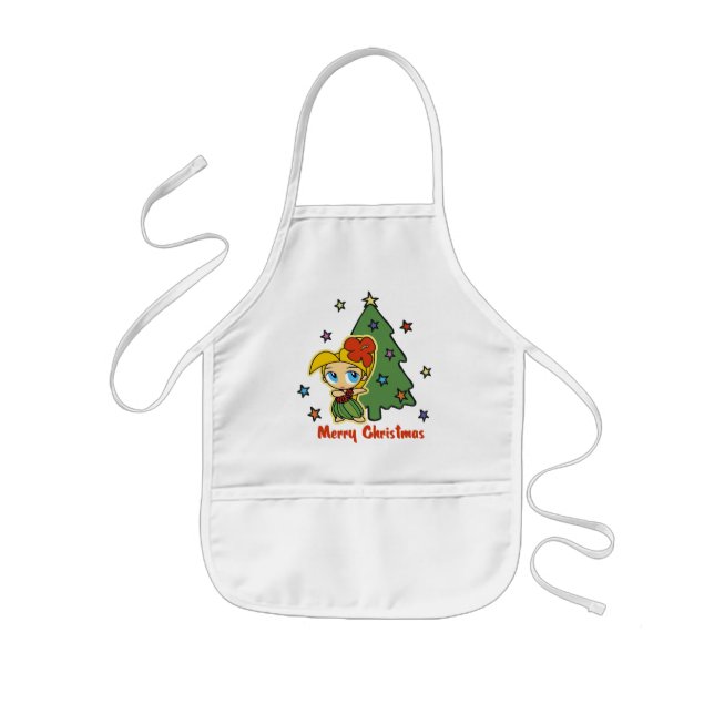 Aloha Honeys Christmas Blond Hula Girl Kids' Apron (Front)