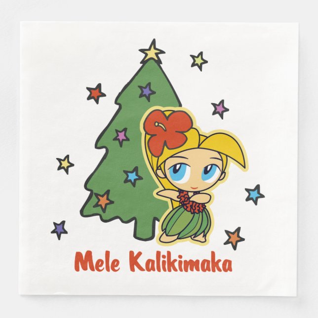 Aloha Honeys Christmas Blond Hula Girl Paper Dinner Napkins (Front)