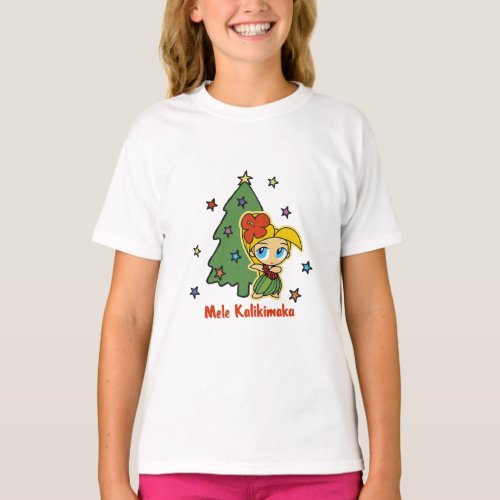 Aloha Honeys Christmas Blond Hula Girl T_Shirt