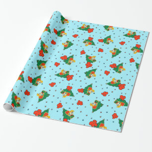 Aloha Honeys Christmas Blond Hula Girl Turq Wrapping Paper