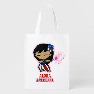 Aloha Honeys Firecracker Hula Girl Grocery Bag