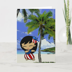 Aloha Honeys Hawaiian Beach Patriotic Cards