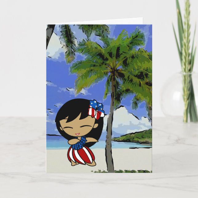 Aloha Honeys Hawaiian Beach Patriotic Cards (Front)
