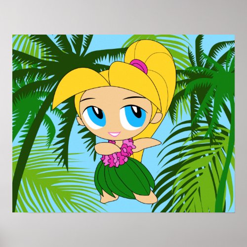 Aloha Honeys Hawaiian Blond Hula Girl Poster