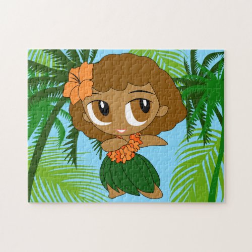 Aloha Honeys Hawaiian Brown Hair Hula Girl Jigsaw Puzzle