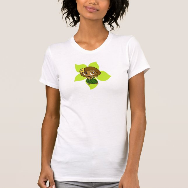 Aloha Honeys Hawaiian Hibiscus Hula Girl T-Shirt (Front)
