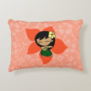 Aloha Honeys Hawaiian Hibiscus Vintage Hula Girl Accent Pillow