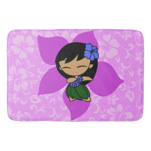 Aloha Honeys Hawaiian Hibiscus Vintage Hula Girl Bath Mat