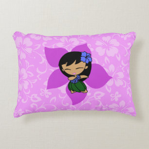Aloha Honeys Hawaiian Hibiscus Vintage Hula Girl Decorative Pillow