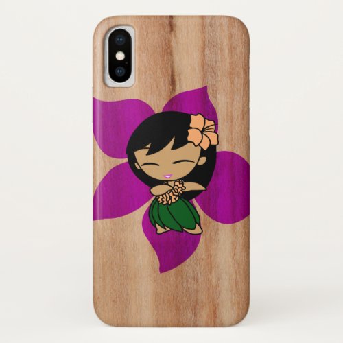 Aloha Honeys Hawaiian Hula Girl Faux Wood iPhone X Case