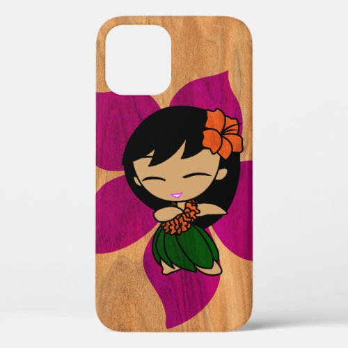 Aloha Honeys Hawaiian Hula Girl Faux Wood Violet iPhone 12 Pro Case