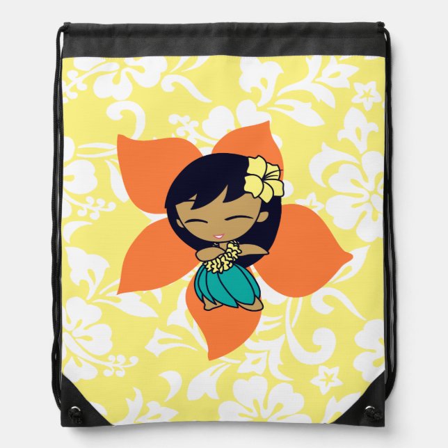 Aloha Honeys Hawaiian Hula Girl Hibiscus Backpack (Front)