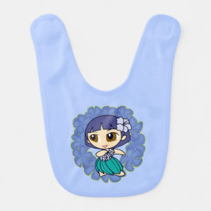 Aloha Honeys Hawaiian Hula Girl Plumeria Lei Baby Bib