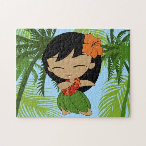 Aloha Honeys Hawaiian Hula Girl with Orange Jigsaw Puzzle