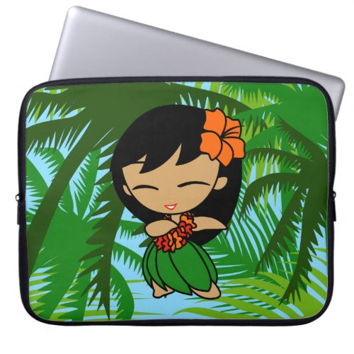 Aloha Honeys Hawaiian Palms Hula Girl Wetsuit Laptop Sleeve