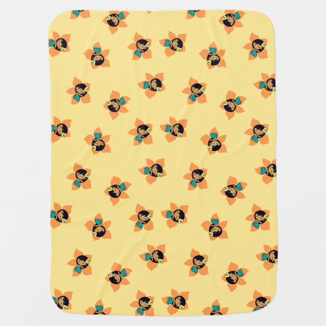 Aloha Honeys Hawaiian Papaya Hibiscus Hula Girl Swaddle Blanket (Front)