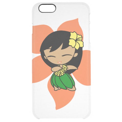 Aloha Honeys Hawaiian Papaya Hibiscus Hula Girl Clear iPhone 6 Plus Case