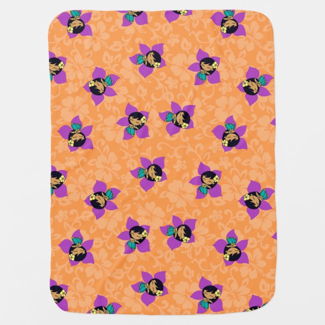 Aloha Honeys Hawaiian Papaya Pareau Hula Girl Receiving Blanket (Front)