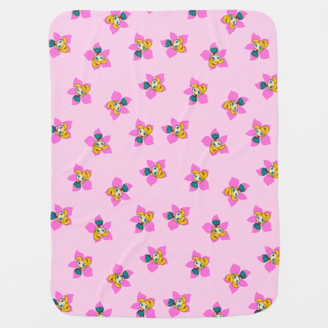 Aloha Honeys Hawaiian Pink Hibiscus Hula Girl Swaddle Blanket (Front)