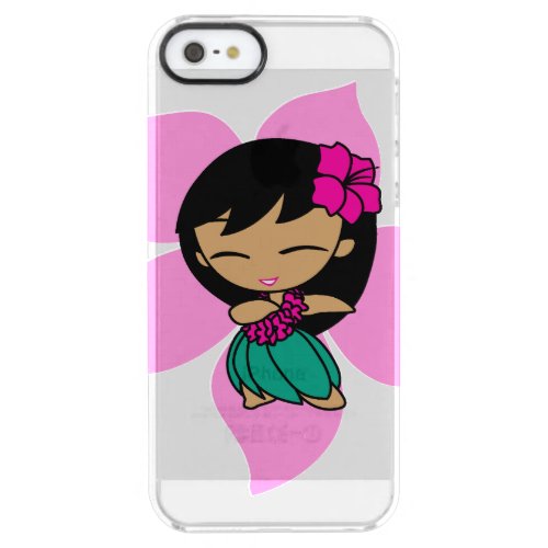 Aloha Honeys Hawaiian Pink Hibiscus Hula Girl Clear iPhone SE55s Case