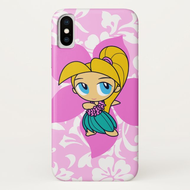 Aloha Honeys Hawaiian Pink Pareau Hula Girl Case-Mate iPhone Case (Back)