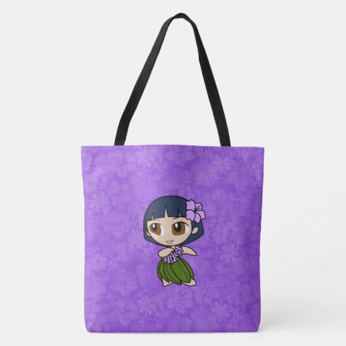 Aloha Honeys Hawaiian Purple Hula Girl Beach Bag