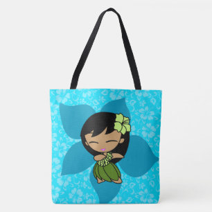 Aloha Honeys Hawaiian Teal Hula Girl Beach Bag
