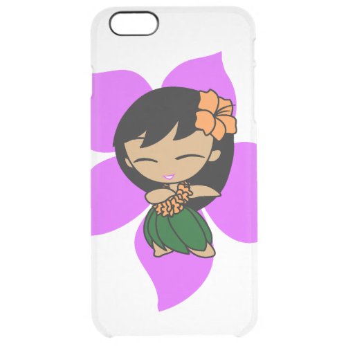 Aloha Honeys Hawaiian Violet Hibiscus Hula Girl Clear iPhone 6 Plus Case