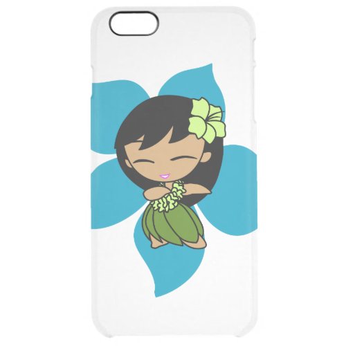 Aloha Honeys Hawaiian Violet Hibiscus Hula Girl Clear iPhone 6 Plus Case