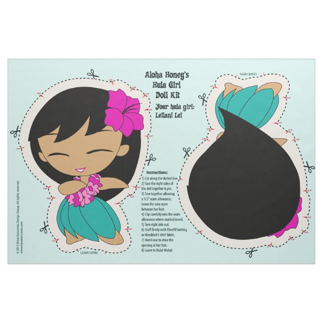 Aloha Honeys Hula Girl Doll Kit and Pattern Fabric (Fat Quarter)
