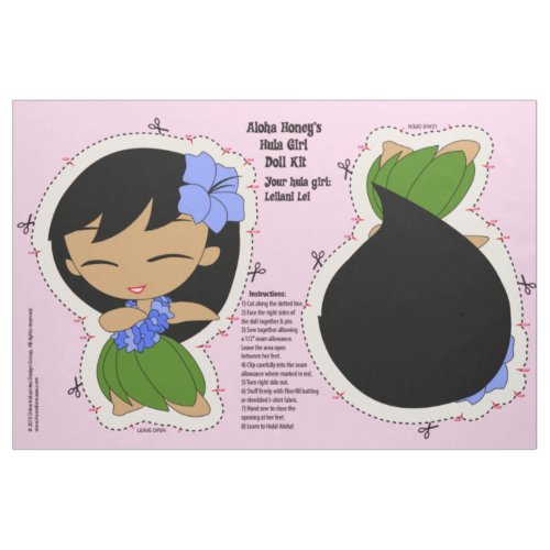 Aloha Honeys Hula Girl Doll Kit and Pattern Fabric