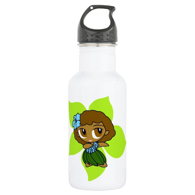 Aloha Honeys Hula Girl Hibiscus Stainless Steel Water Bottle (Front)